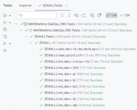 View of the ZEXALL test suite executed in Jetbrains' Rider View of the ZEXALL test suite executed in Jetbrains' Rider